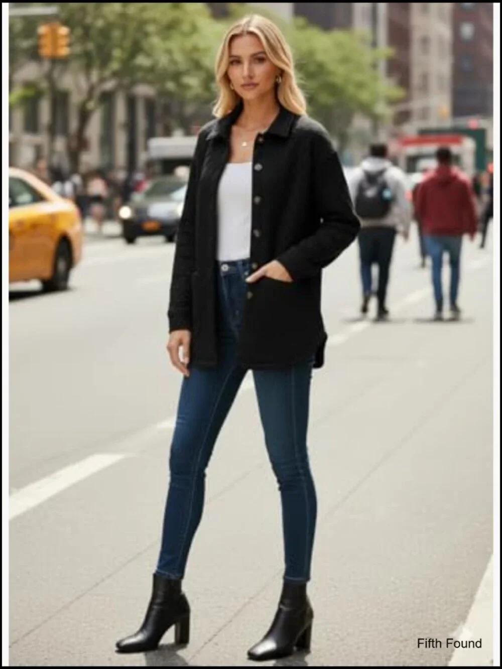 Quilted Button Down Long Sleeve Jacket with Pockets - Picture 4 of 7